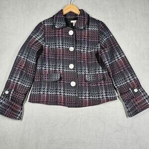 Patty Kim Blazer Womens M Reversible Quilted Jacket Black Purple Corpcore Preppy